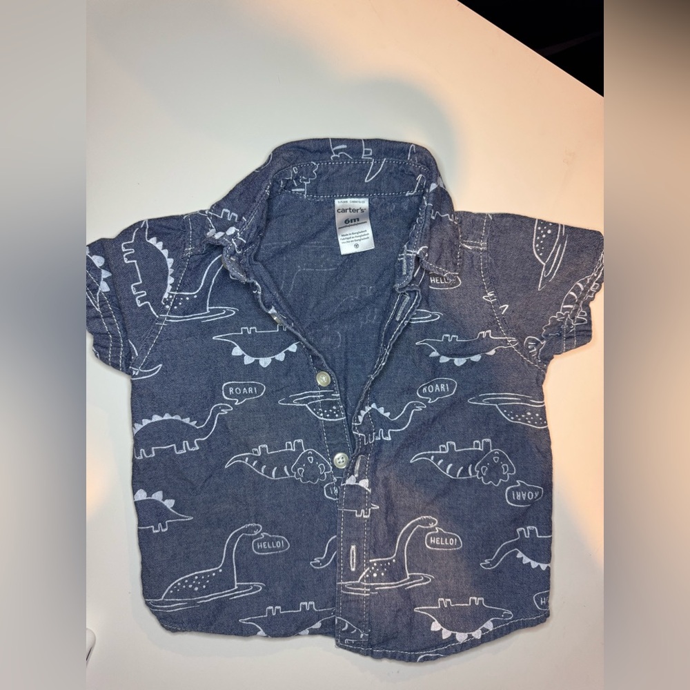 Carter's Gray Dinosaur Print Button Down Shirt